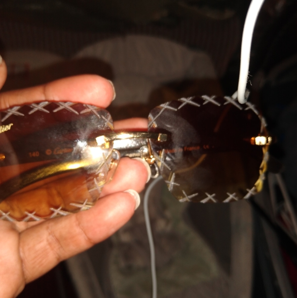 Cartier sunglasses custom cut black and gold